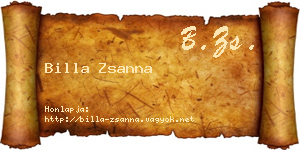 Billa Zsanna névjegykártya